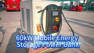 Carregador EV de armazenamento de energia móvel de 60kW 65kWh, estação de carregamento rápido portátil