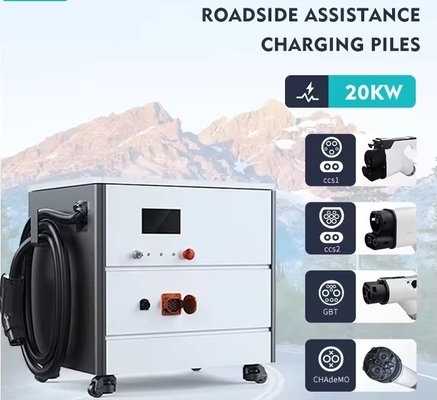 Carregador de bateria de veículos elétricos móveis IP54 20KW portátil para salvamento de emergência na estrada