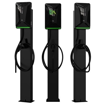 Carregador de veículos elétricos de coluna preta Tipo 2 7kw 11KW 22kw Estação de carregamento portátil com RFID OCPP
