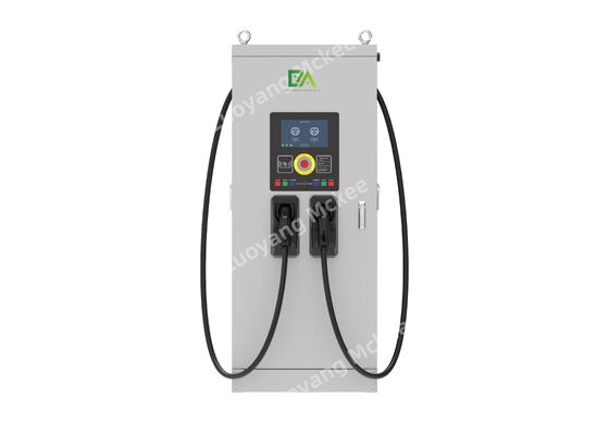 Carregador Rápido DC Externo de 80KW para Veículos Elétricos, com duas pistolas de carregamento, protocolo OCPP1.6J e fonte de alimentação trifásica.