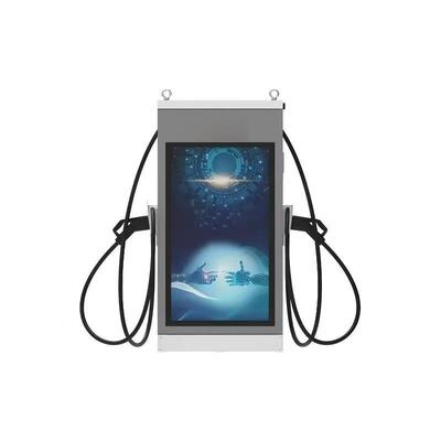 Estação de Carregamento de Veículos Elétricos DC 160kW Arrefecida a Ar IP54 Equipada com Ecrã Tátil de Publicidade de 10 polegadas 4G Ethernet WIFI APP OCPP1.6J para Uso em Estacionamento Rodoviário e Frota Comercial