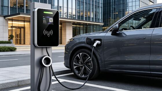 Bom preço. IP54 UL94 V0 Coluna de vidro quadrada montada na parede Tipo Estrutura Carregador EV Tipo1 11kw 16A 380V 5.64 polegadas LCD Display Estação de carregamento AC On-line