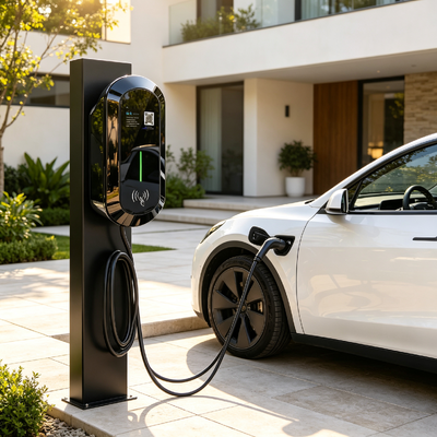 Bom preço. R8 Estação de carregamento AC tipo parede e tipo pilar Tipo2 7kw 32A 85V 265V IP54 5,64 polegadas LCD Display EV carregador para uso residencial e comercial On-line