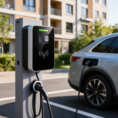 Bom preço. Suporte de Parede/Coluna para Carregador de Veículos Elétricos AC com Vidro Quadrado Tipo US1 11.5kW 48A 85V 265V IP54 Tela LCD de 5.64 Polegadas Estação de Carregamento Residencial/Comercial Leve para Múltiplas Cenas On-line