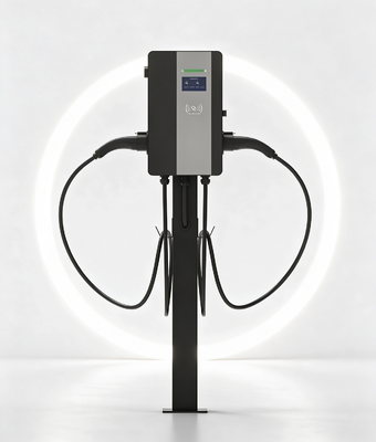 Bom preço. Carregador AC EV de alto desempenho Tipo1 11KW Dual Gun Design IP54 OCPP1.6J Construído em tela sensível ao toque de cores de 4,3 polegadas 4G WIFI Ethernet APP Swipe Card Scan Code Ativação On-line