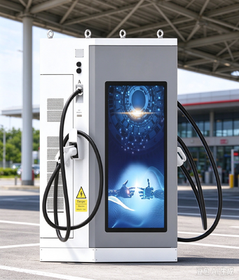 80kW DC EV Carregador 55 polegadas LCD Publicidade tela dupla CCS1 CCS2 CHAdeMO GB/T para estacionamento público